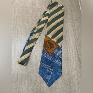 Vintage Men's Tie Structure Authentic Jeans  wear /Architecture 100% Silk